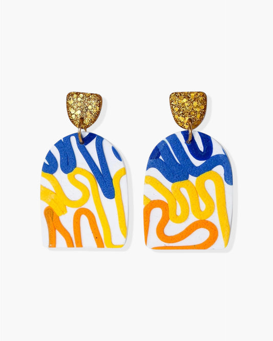 Colourful statement earrings with stainless steel posts