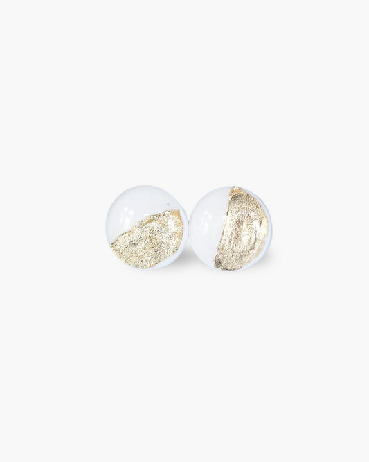 White gold foil studs bridesmaid earrings