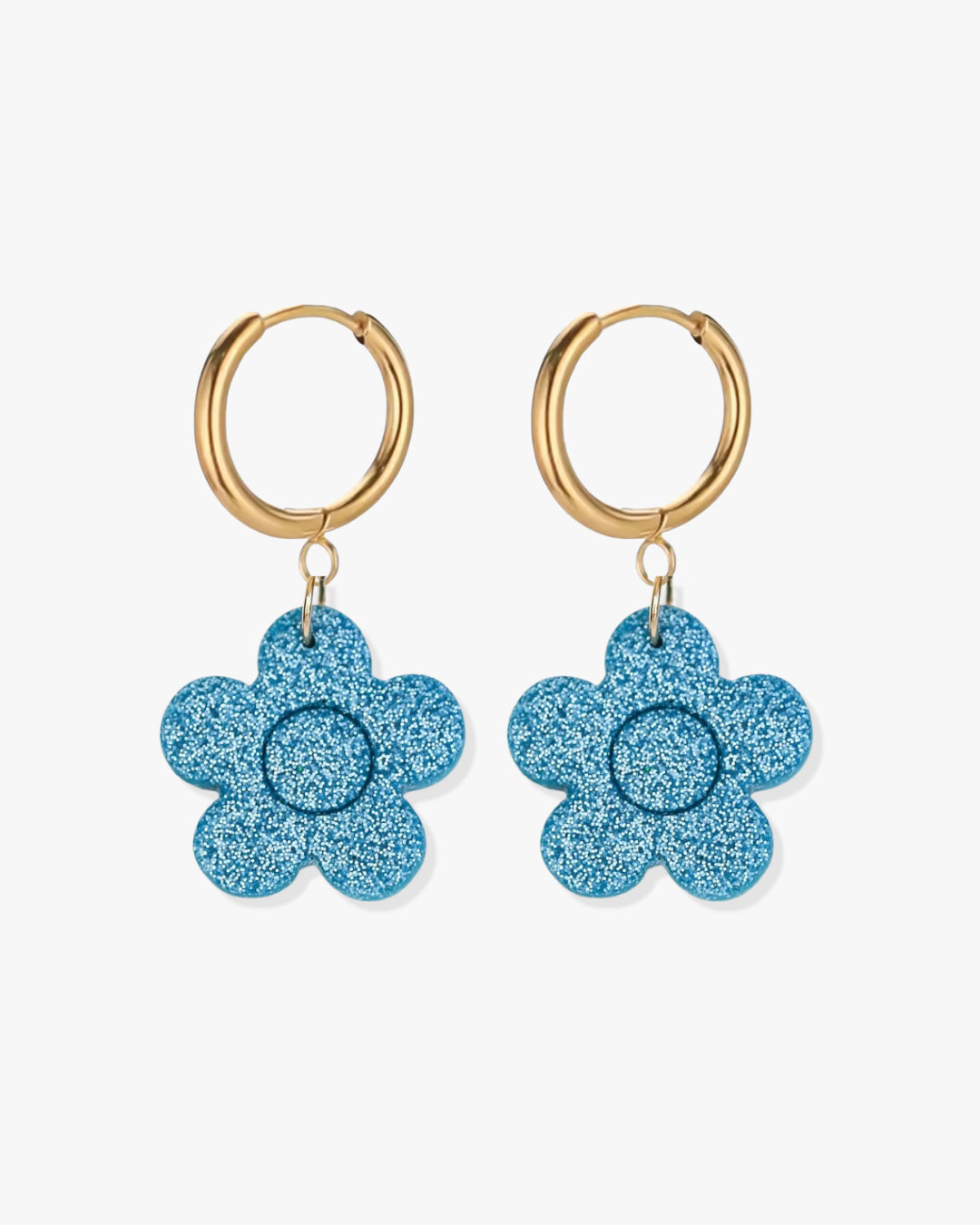 Cute flower statement earrings with stainless steel hoops