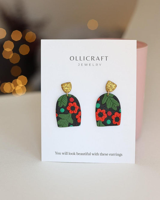 Cute bright statement earrings with stainless steel posts - Ollijewelry
