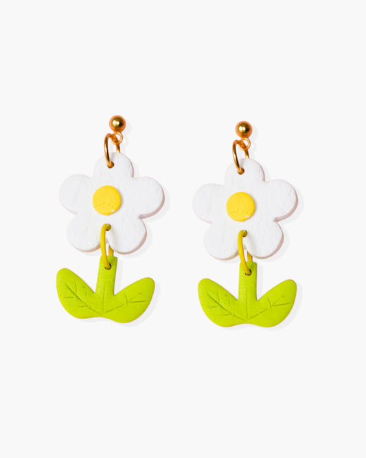 Daisy flower dangle earrings - Handmade jewelry