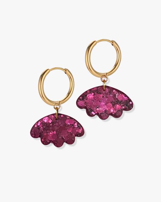 Delicate half flower hoop earrings