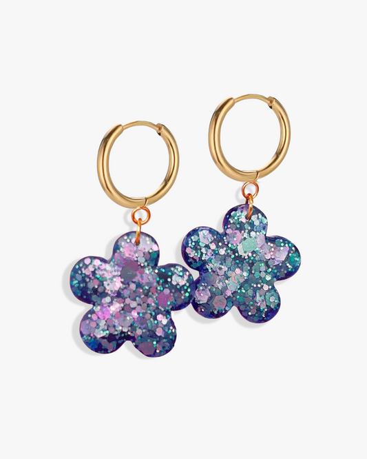 Delicate floral statement earrings made from crystal resin