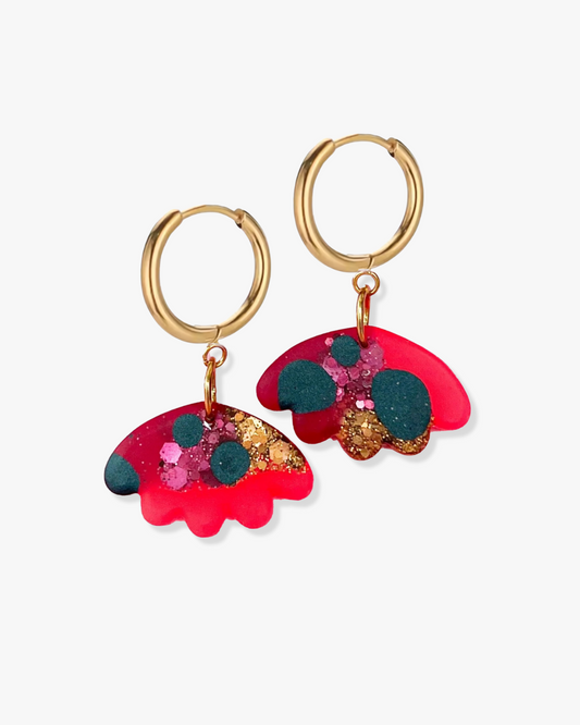 Delicate floral statement earrings made from crystal resin