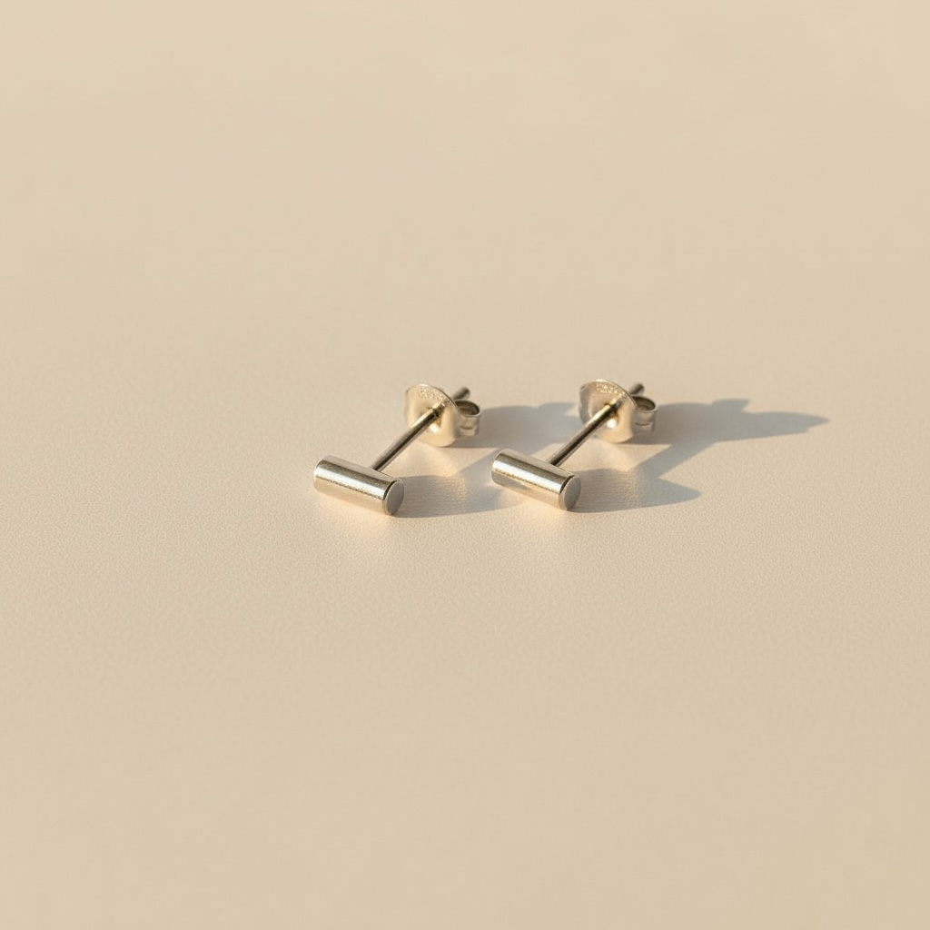 Bar stud earrings in 925 sterling silver