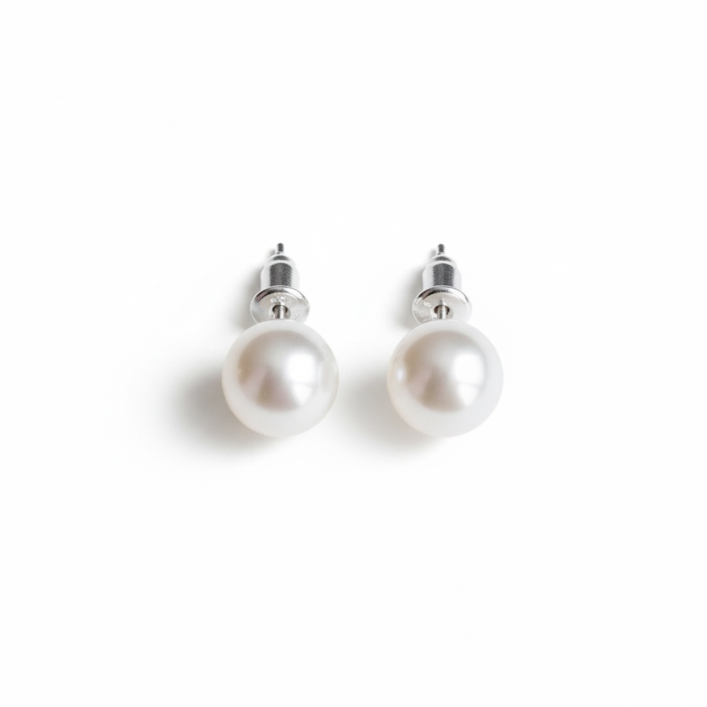 Boucles d'oreilles clous en perles avec tiges en argent - 8 mm