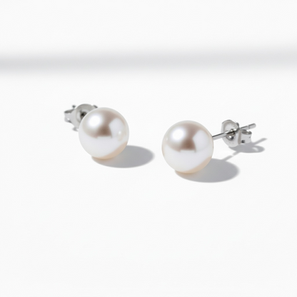 Boucles d'oreilles clous en véritables perles avec tiges en argent