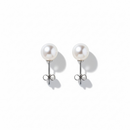 Boucles d'oreilles clous en véritables perles avec tiges en argent