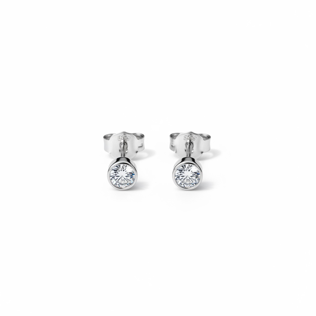 Delicate tiny cubic zirconia earrings in 925 sterling silver