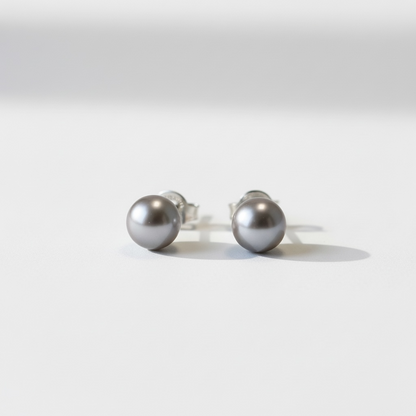 Grey pearl stud earrings