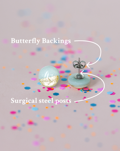 Delicate surgical steel earrings, Hypoallergenic studs for sensitive ears