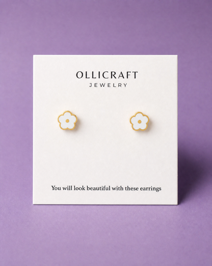 White flower flat back studs