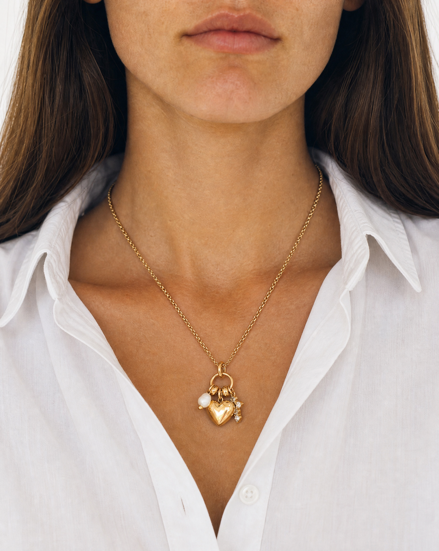 Gold Stainless Heart Pendant Necklace – Elegant Charm Necklace