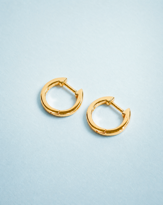 Gold hoop earrings in sterling silver