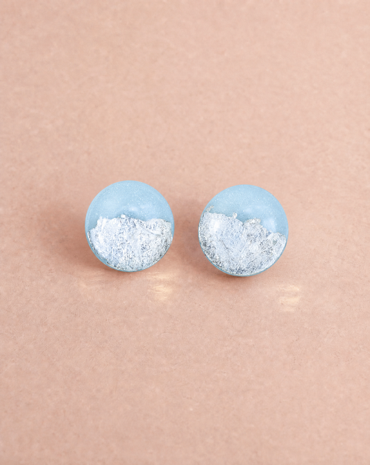 Sky blue stud earrings for sensitive ears