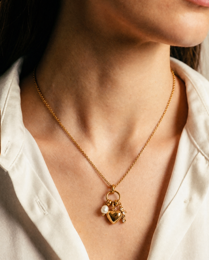 Gold Stainless Heart Pendant Necklace – Elegant Charm Necklace