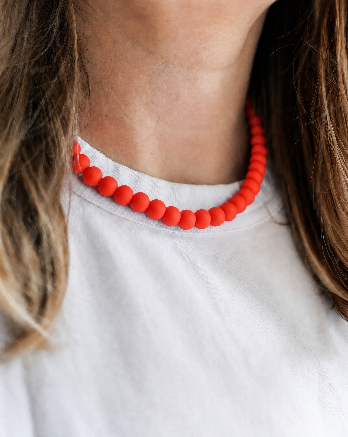Bright Orange Beaded Necklace - Handmade Polymer Clay Statement Jewelry (Copy)
