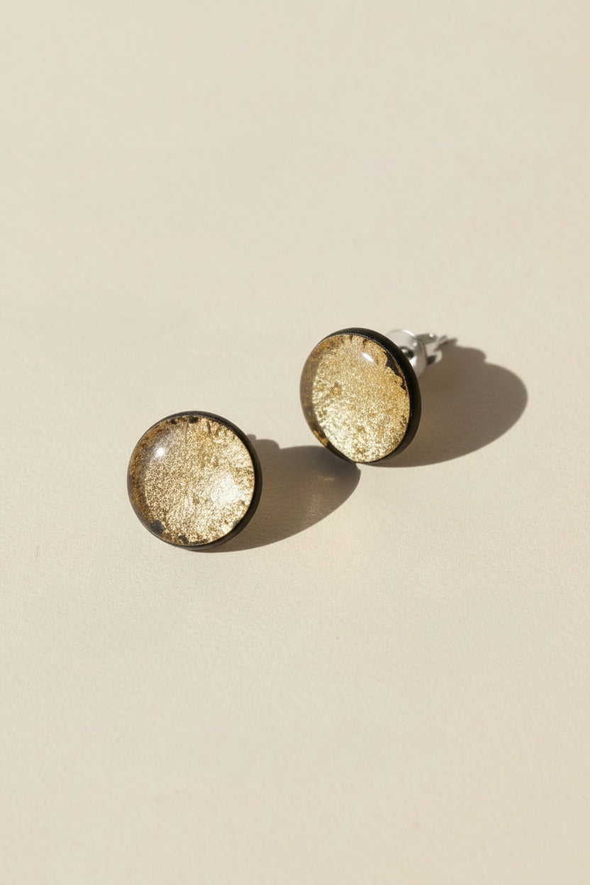 Gold foil earrings with black base