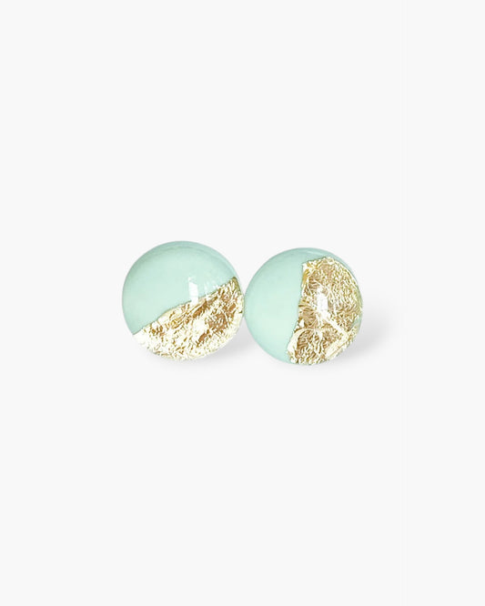Gold mint bridesmaid studs earrings