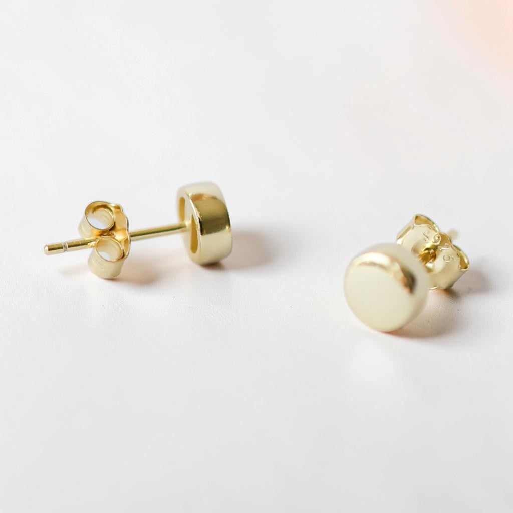 Tiny round earrings - 18k Gold platted over silver