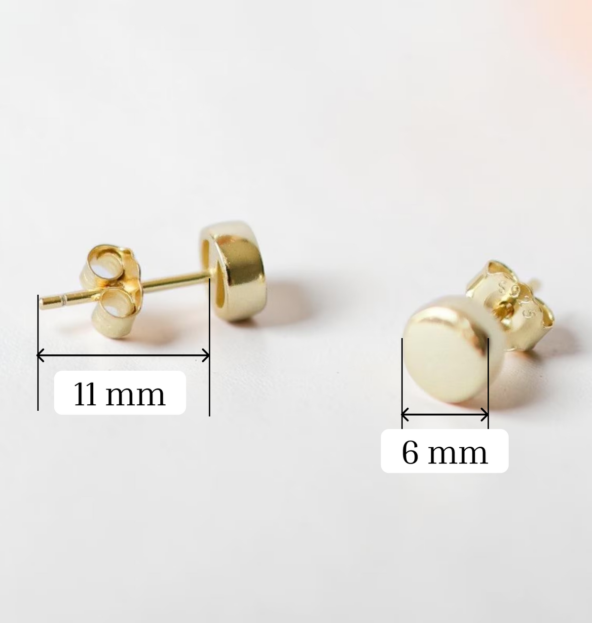 Tiny round earrings - 18k Gold platted over silver