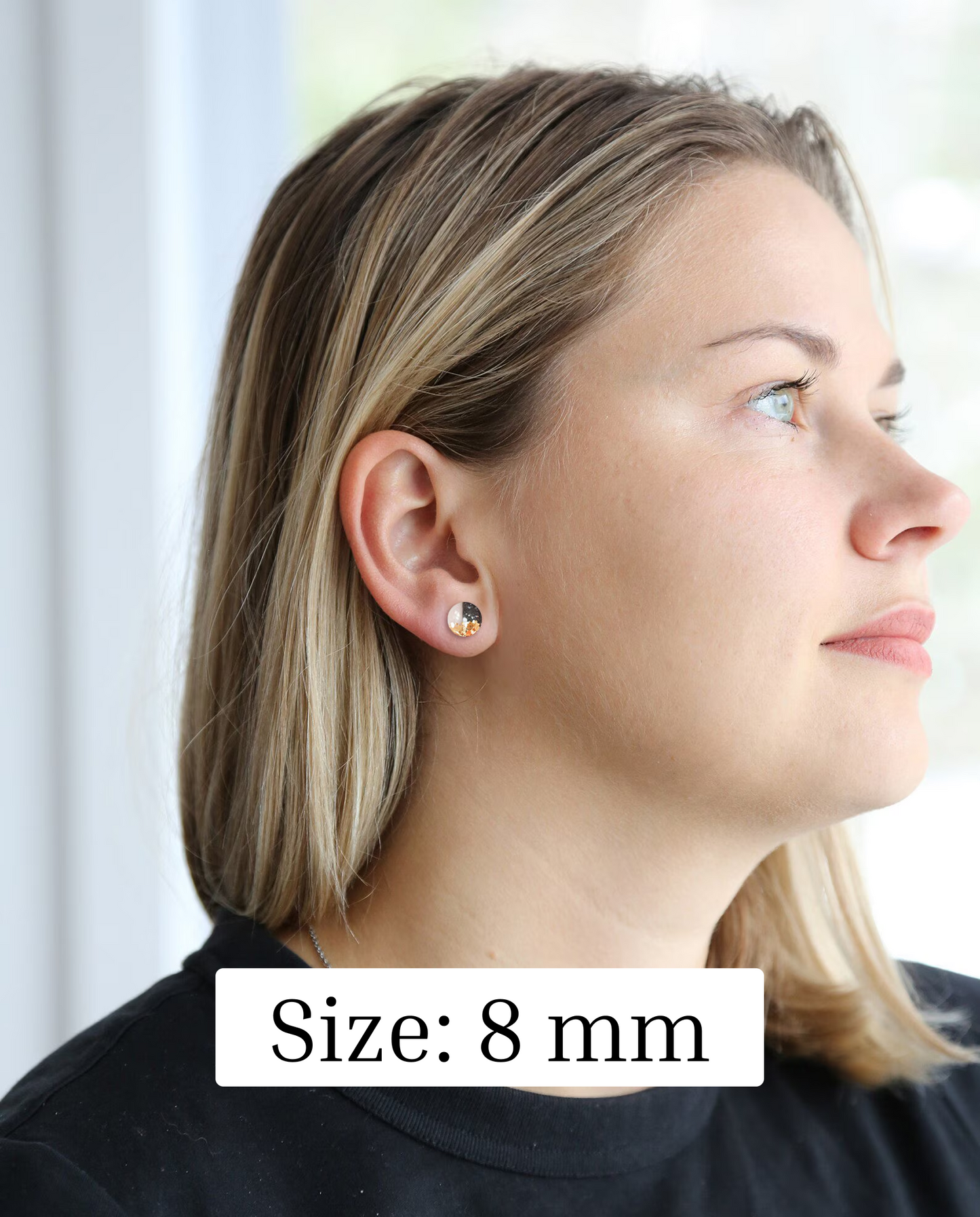Granite and champagne earrings Hypoallergenic surgical steel studs