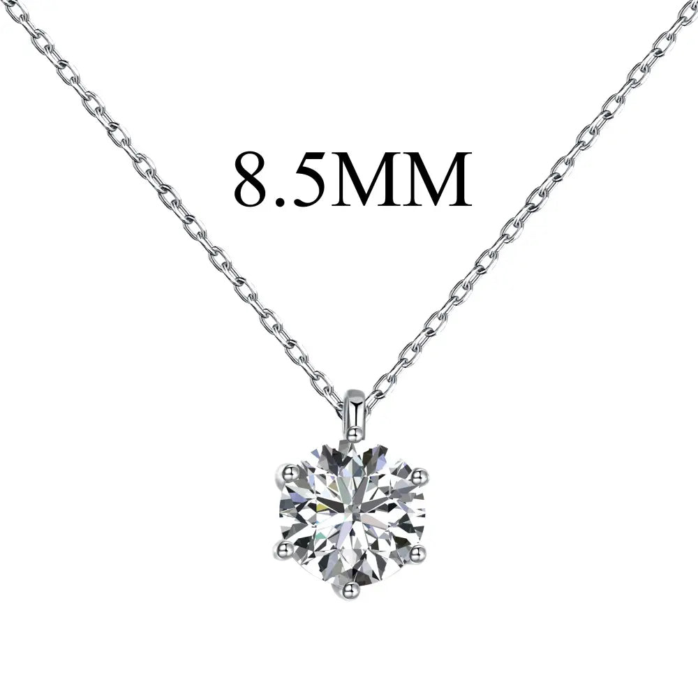 Silver necklace with 8.5mm solitaire zirconia
