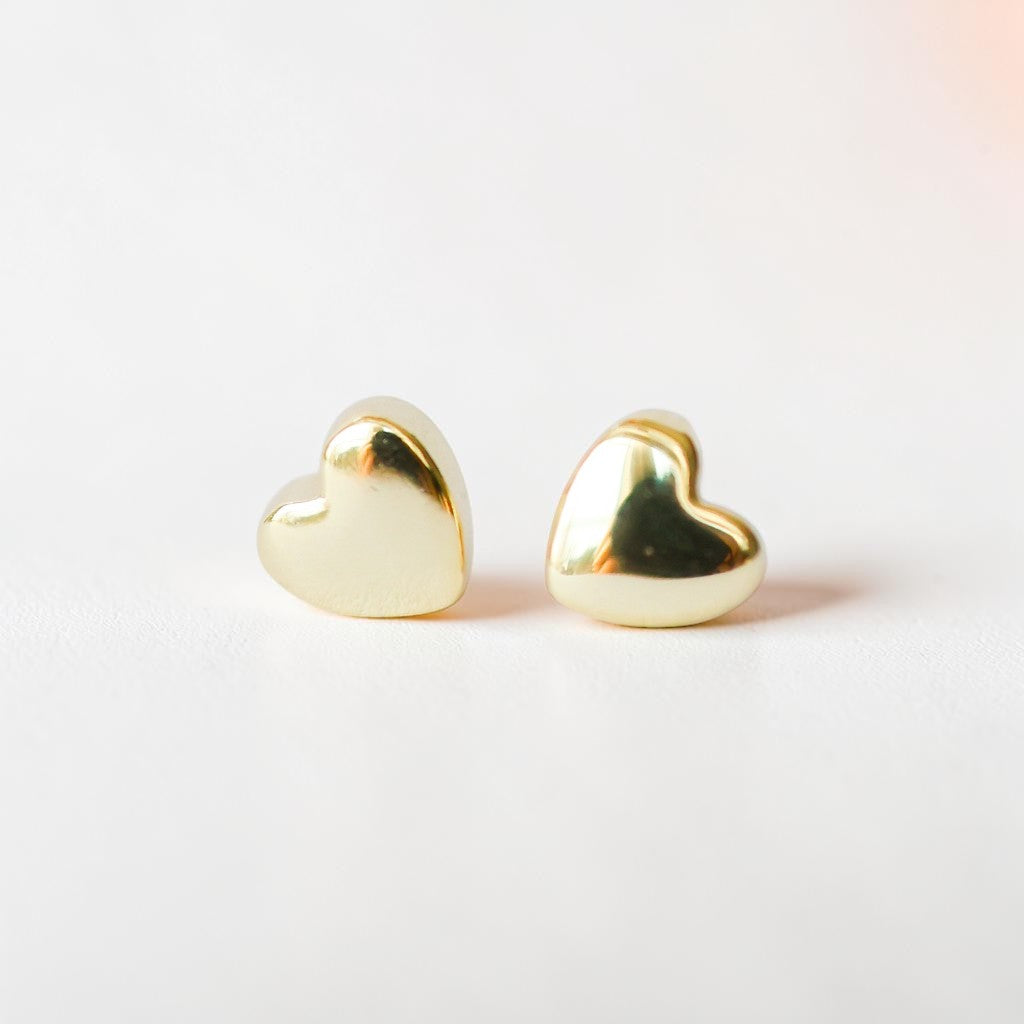 Tiny heart earrings - 18k Gold platted over silver