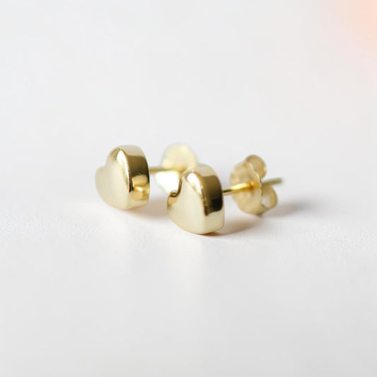 Tiny heart earrings - 18k Gold platted over silver