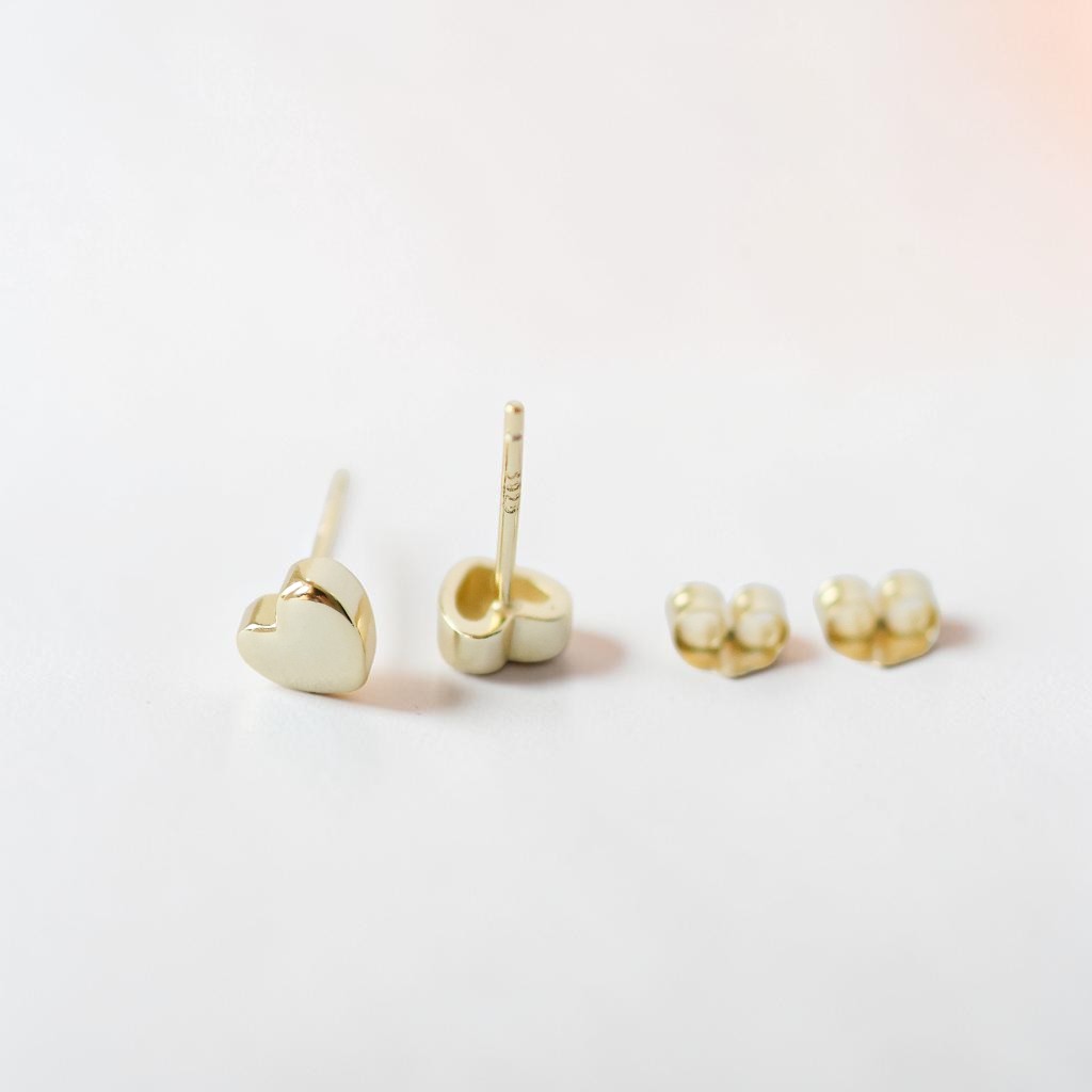 Tiny heart earrings - 18k Gold platted over silver