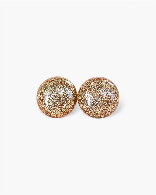 Golden sparkling studs earrings with surgical steel posts
