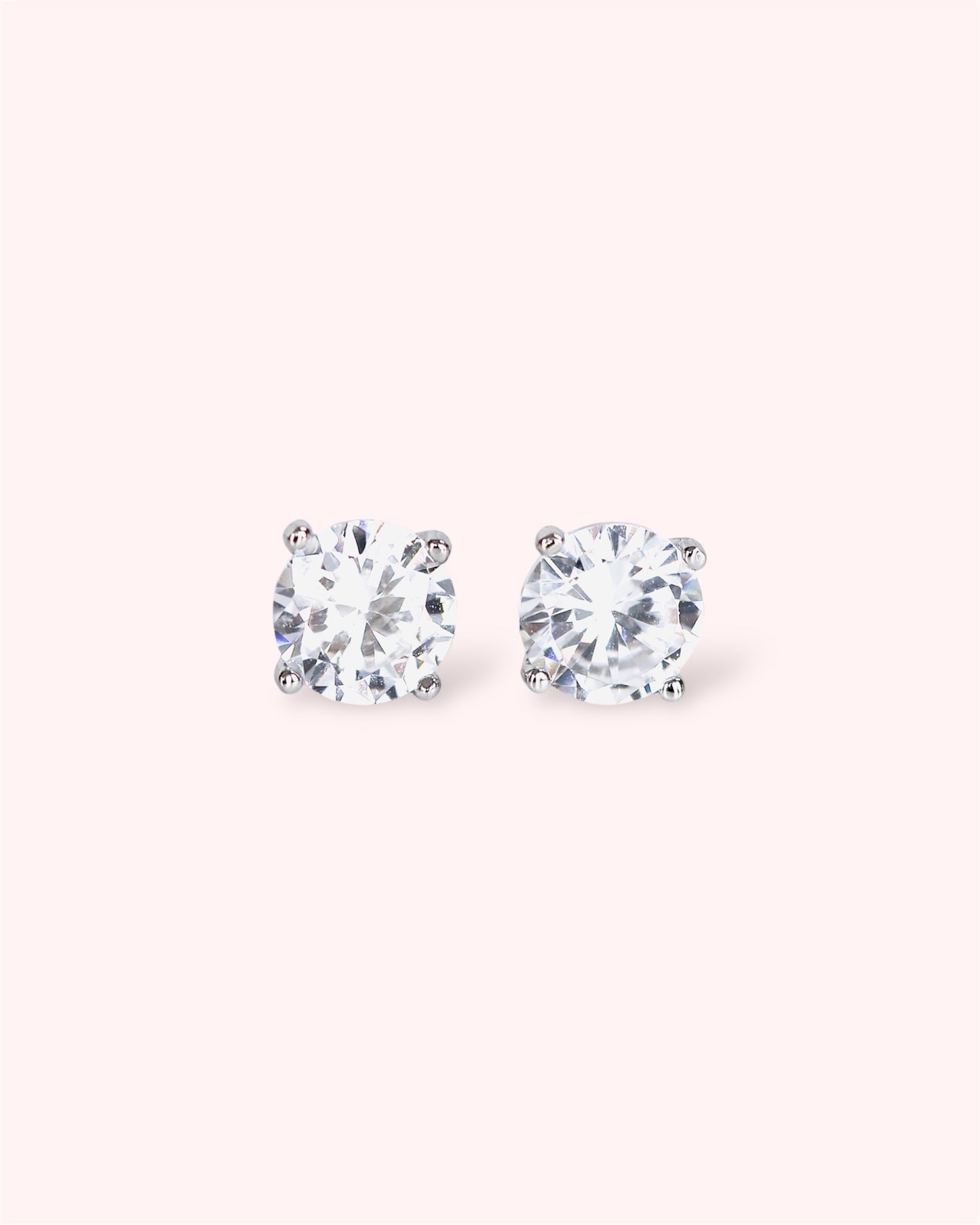 Cubic zirconia stud earrings in 925 sterling silver