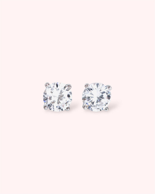 Cubic zirconia stud earrings in 925 sterling silver