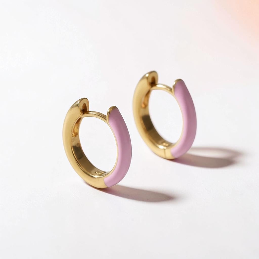 Gold enamel hoops earrings