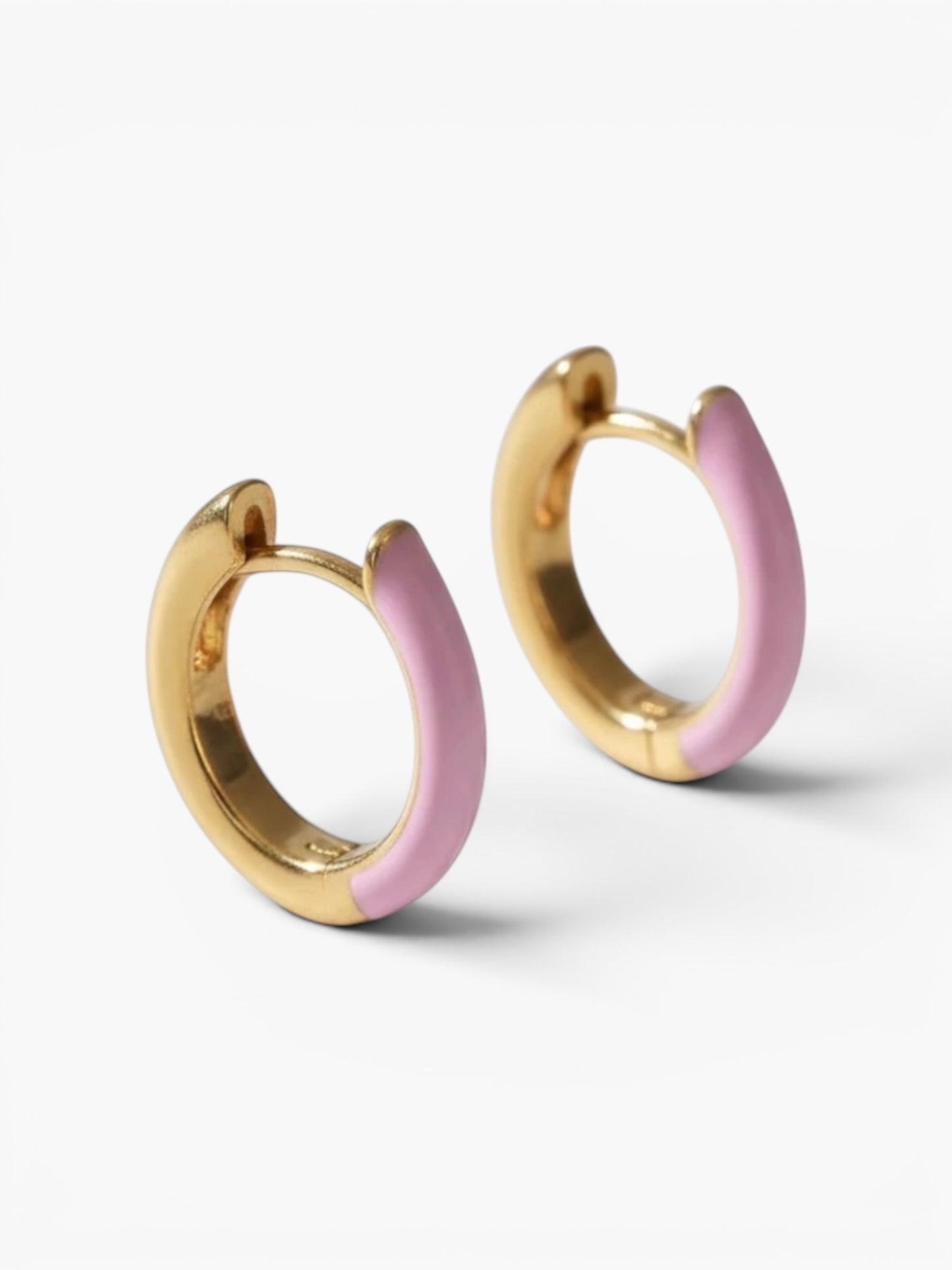 Gold enamel hoops earrings