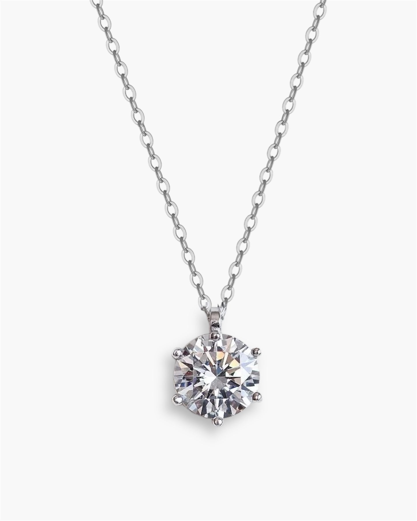 Silver necklace with 8.5mm solitaire zirconia