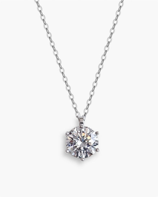 Silver necklace with 8.5mm solitaire zirconia