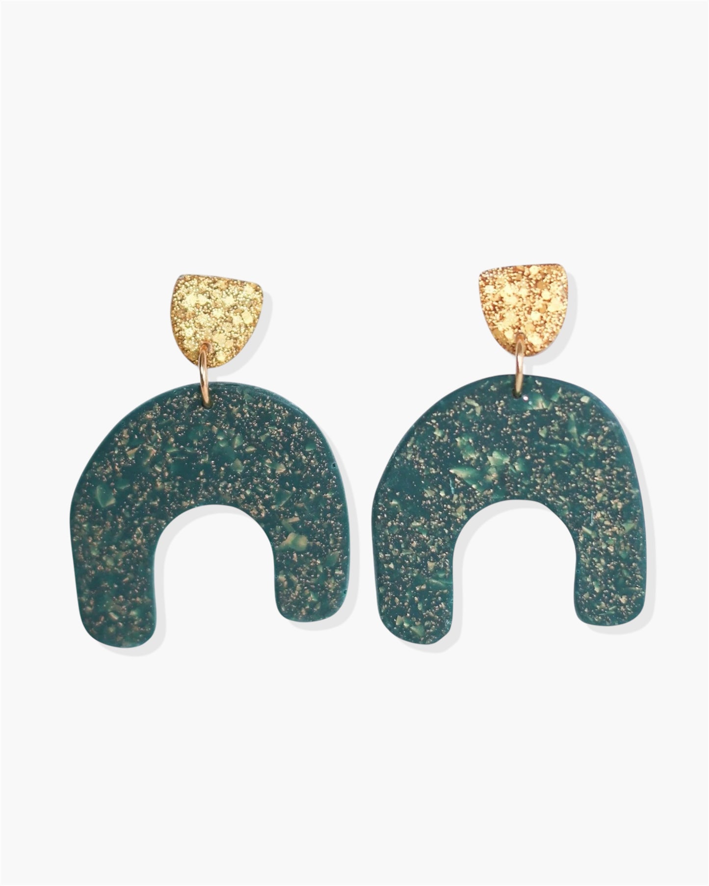 Emerald green statement earrings with stainless steel posts