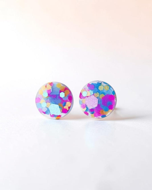Confetti tiny 8mm stud earrings for sensitive ears