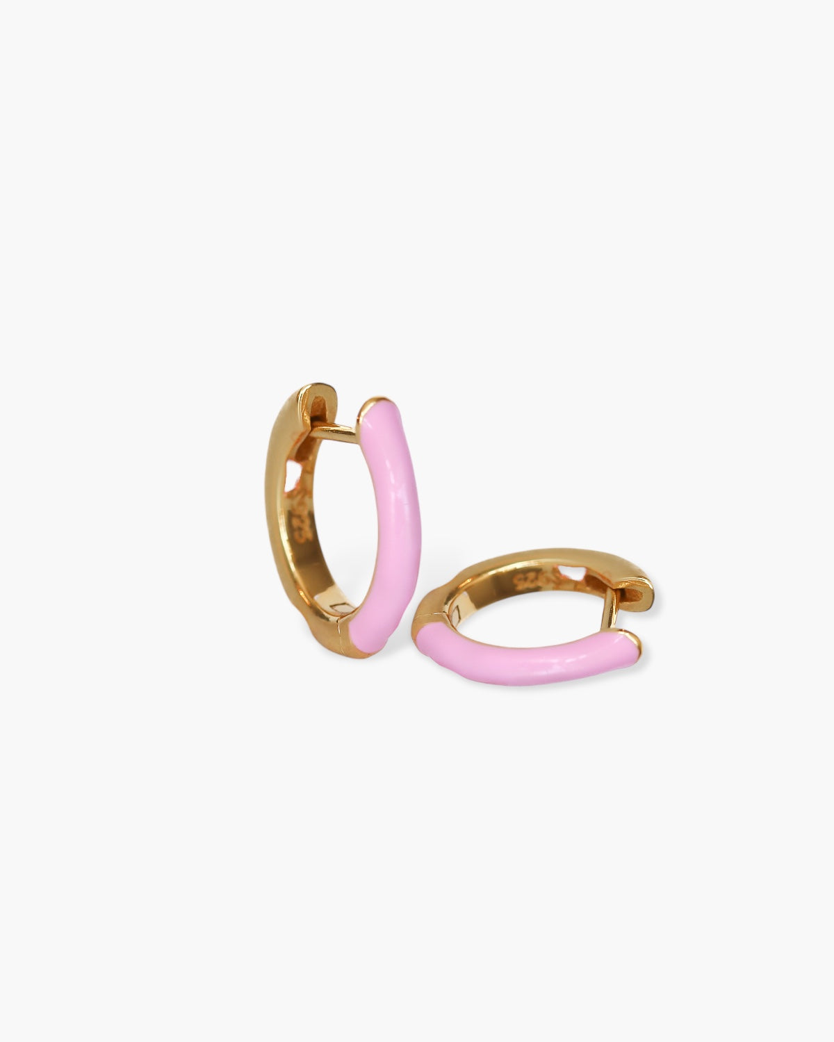 Gold enamel hoops earrings