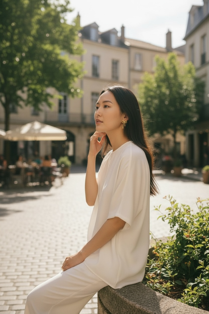 Gold Bow Drop Stud Earrings – Stainless Steel