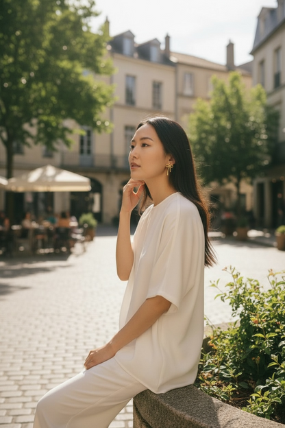 Gold Bow Drop Stud Earrings – Stainless Steel