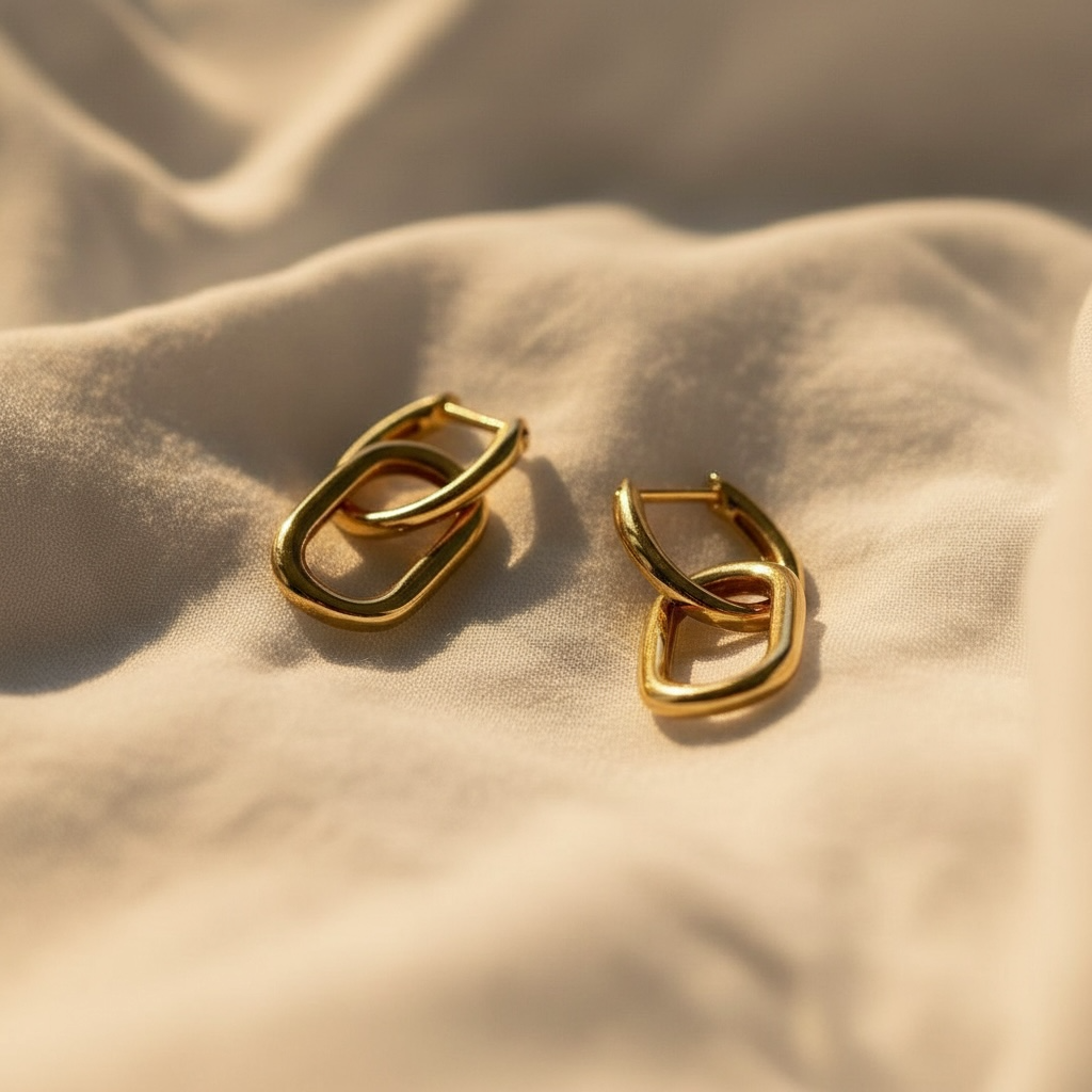 The Ella earrings made in 18k gold