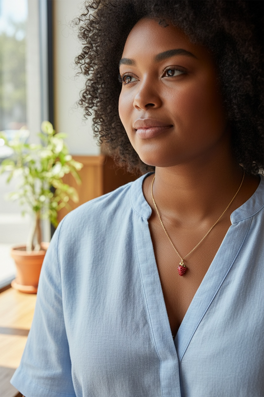 Strawberry Charm Stainless steel necklace