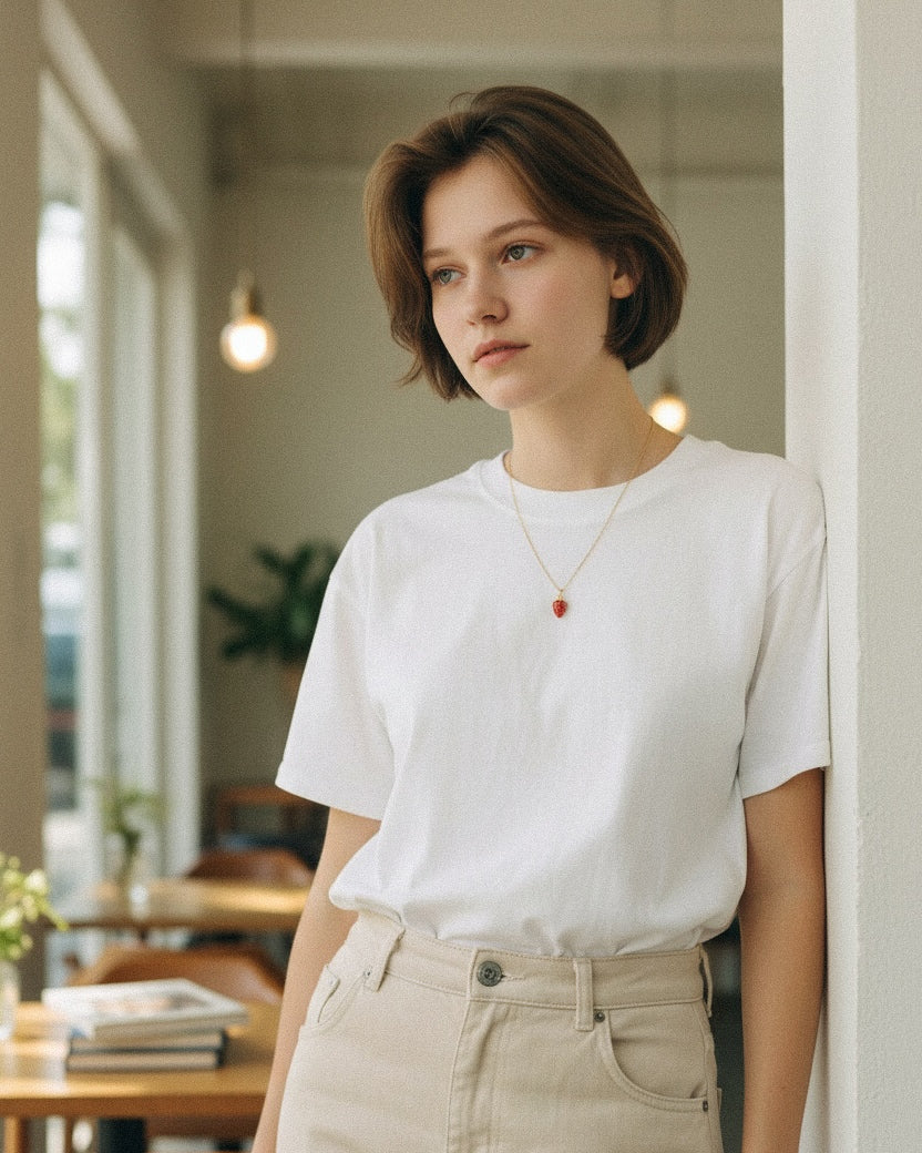 Strawberry Charm Stainless steel necklace