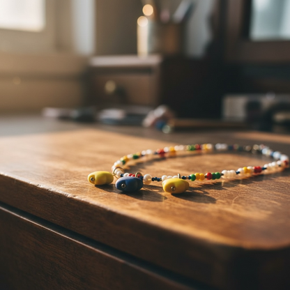 Multicolor Beaded Necklace - Glass Beads and Pearls