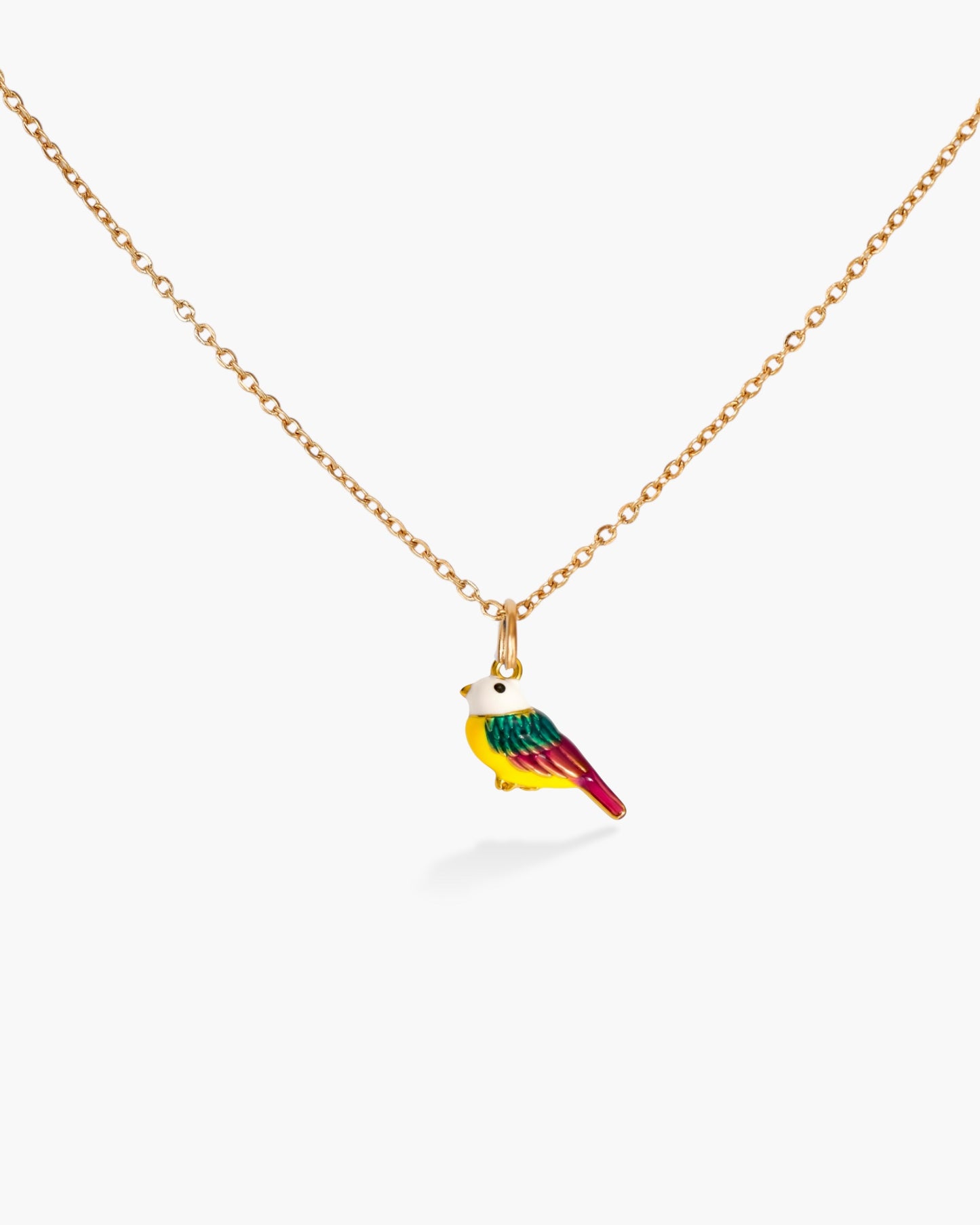 Enamel Bird Charm Stainless steel necklace