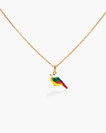 Enamel Bird Charm Stainless steel necklace