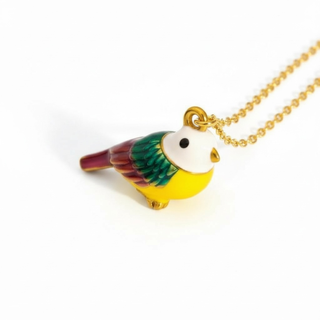 Enamel Bird Charm Stainless steel necklace