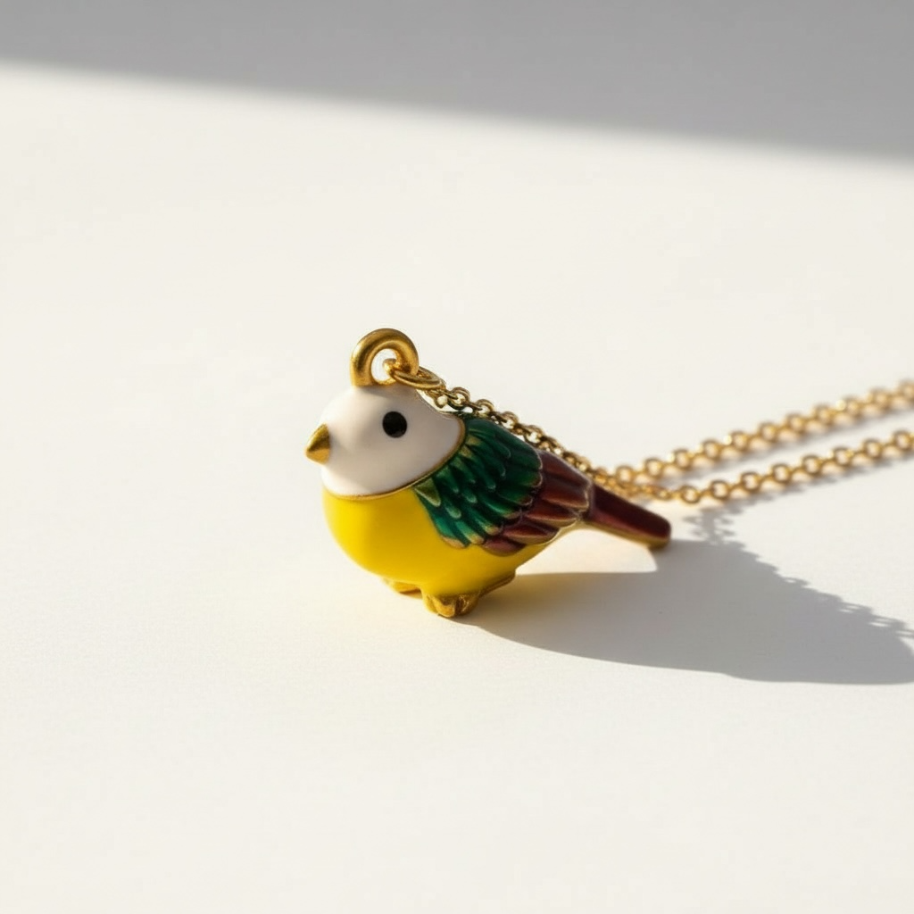 Enamel Bird Charm Stainless steel necklace